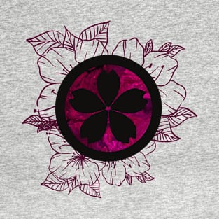 Dark Pink/Black Flower Pattern T-Shirt